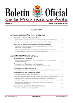 Boletín Oficial de la Provincia del viernes, 17 de febrero de 2012