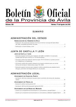 Boletín Oficial de la Provincia del viernes, 17 de agosto de 2012