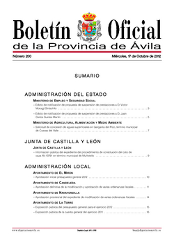 Boletín Oficial de la Provincia del miércoles, 17 de octubre de 2012