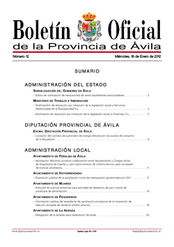 Boletín Oficial de la Provincia del jueves, 2 de febrero de 2012