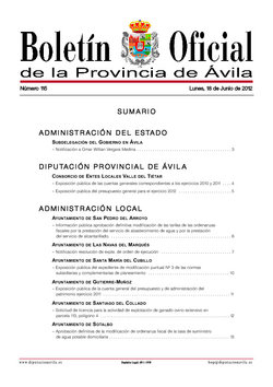 Boletín Oficial de la Provincia del lunes, 18 de junio de 2012