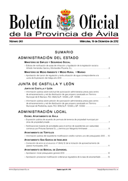 Boletín Oficial de la Provincia del miércoles, 19 de diciembre de 2012