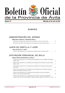 Boletín Oficial de la Provincia del miércoles, 20 de junio de 2012