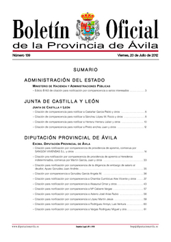 Boletín Oficial de la Provincia del lunes, 23 de julio de 2012