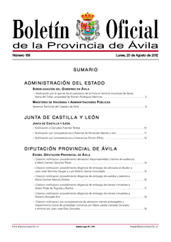 Boletín Oficial de la Provincia del lunes, 20 de agosto de 2012