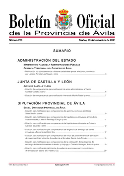 Boletín Oficial de la Provincia del martes, 20 de noviembre de 2012