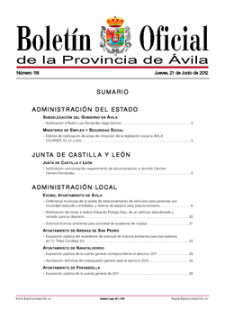 Boletín Oficial de la Provincia del jueves, 21 de junio de 2012