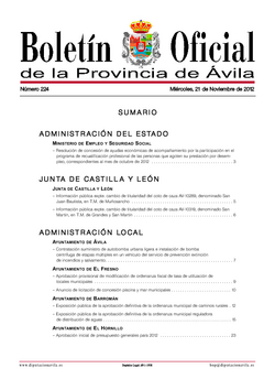 Boletín Oficial de la Provincia del miércoles, 21 de noviembre de 2012