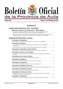 Boletín Oficial de la Provincia del viernes, 21 de diciembre de 2012