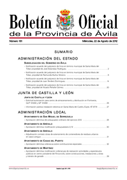 Boletín Oficial de la Provincia del miércoles, 22 de agosto de 2012