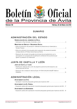 Boletín Oficial de la Provincia del viernes, 23 de marzo de 2012