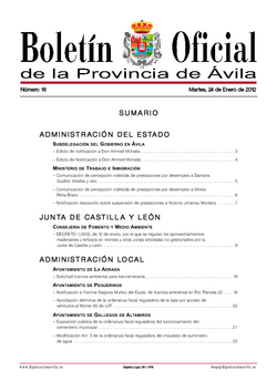 Boletín Oficial de la Provincia del miércoles, 25 de enero de 2012