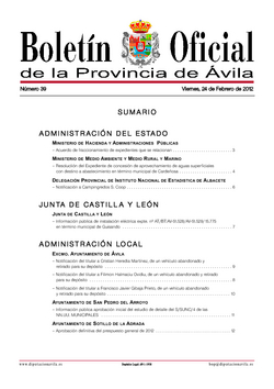 Boletín Oficial de la Provincia del viernes, 24 de febrero de 2012