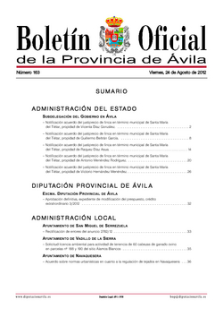 Boletín Oficial de la Provincia del viernes, 24 de agosto de 2012