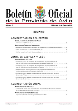 Boletín Oficial de la Provincia del miércoles, 25 de enero de 2012