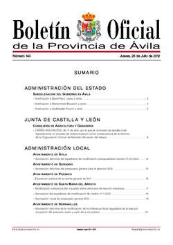 Boletín Oficial de la Provincia del jueves, 26 de julio de 2012