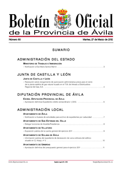 Boletín Oficial de la Provincia del martes, 13 de enero de 2015