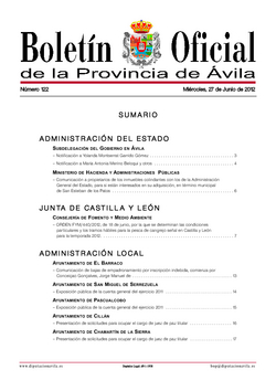 Boletín Oficial de la Provincia del miércoles, 27 de junio de 2012