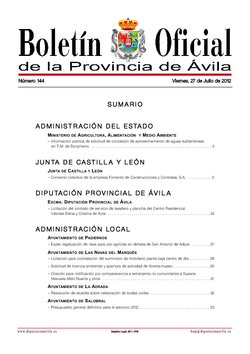 Boletín Oficial de la Provincia del viernes, 27 de julio de 2012