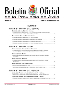 Boletín Oficial de la Provincia del jueves, 27 de septiembre de 2012