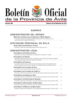 Boletín Oficial de la Provincia del viernes, 28 de diciembre de 2012