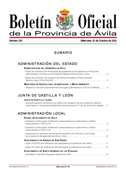 Boletín Oficial de la Provincia del miércoles, 31 de octubre de 2012