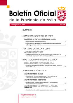 Boletín Oficial de la Provincia del jueves, 1 de agosto de 2013