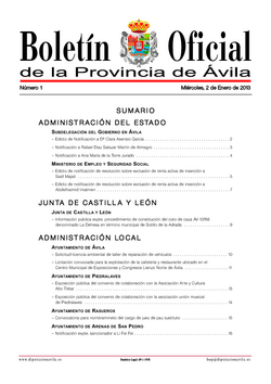 Boletín Oficial de la Provincia del miércoles, 2 de enero de 2013