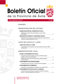 Boletín Oficial de la Provincia del lunes, 2 de septiembre de 2013