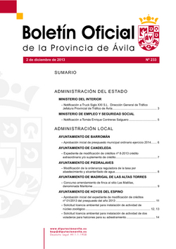 Boletín Oficial de la Provincia del viernes, 20 de febrero de 2015