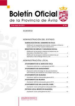 Boletín Oficial de la Provincia del viernes, 3 de mayo de 2013