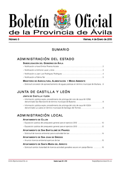 Boletín Oficial de la Provincia del martes, 8 de enero de 2013