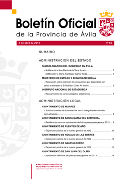 Boletín Oficial de la Provincia del jueves, 4 de abril de 2013