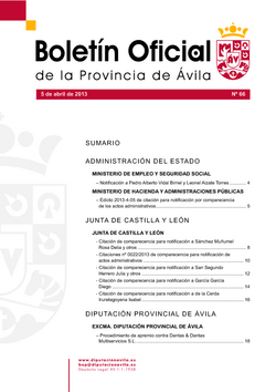 Boletín Oficial de la Provincia del viernes, 5 de abril de 2013