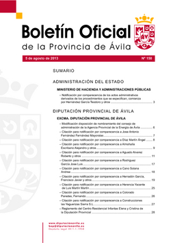 Boletín Oficial de la Provincia del lunes, 5 de agosto de 2013