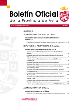 Boletín Oficial de la Provincia del martes, 5 de noviembre de 2013