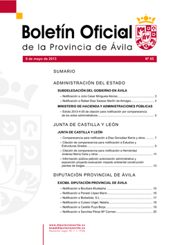 Boletín Oficial de la Provincia del lunes, 6 de mayo de 2013