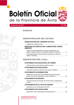 Boletín Oficial de la Provincia del jueves, 6 de junio de 2013