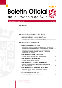 Boletín Oficial de la Provincia del viernes, 6 de septiembre de 2013