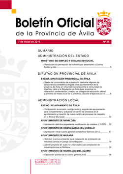 Boletín Oficial de la Provincia del martes, 7 de mayo de 2013