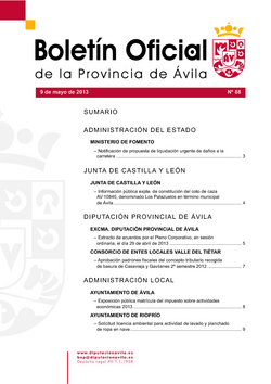 Boletín Oficial de la Provincia del jueves, 9 de mayo de 2013