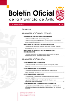 Boletín Oficial de la Provincia del viernes, 9 de agosto de 2013