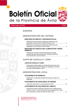 Boletín Oficial de la Provincia del viernes, 10 de mayo de 2013