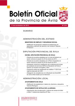 Boletín Oficial de la Provincia del lunes, 11 de noviembre de 2013