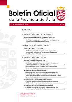 Boletín Oficial de la Provincia del martes, 12 de noviembre de 2013