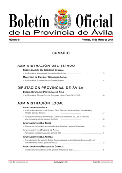 Boletín Oficial de la Provincia del viernes, 15 de marzo de 2013