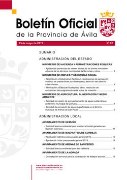 Boletín Oficial de la Provincia del miércoles, 15 de mayo de 2013