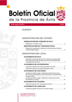 Boletín Oficial de la Provincia del jueves, 16 de mayo de 2013