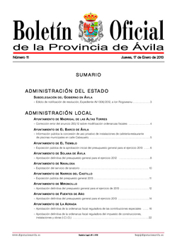 Boletín Oficial de la Provincia del jueves, 17 de enero de 2013