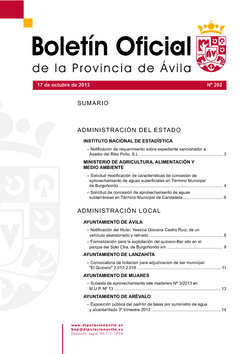 Boletín Oficial de la Provincia del jueves, 17 de octubre de 2013